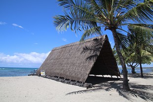 Big Island - Kaloko-Honokohau National Historical Park - straw teepee on the beach