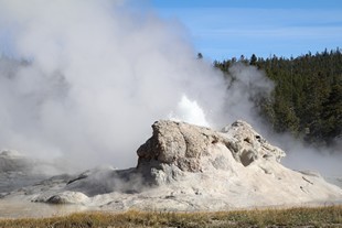 Yellowstone National Park - Old Faithful Village - Upper Geyser Basin - Grotto Geyser eruption